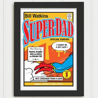 personalised super dad father's day print by just for you