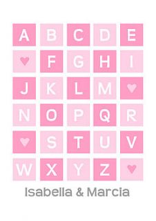 twins 'alphabet block' personalised print by little van goghs
