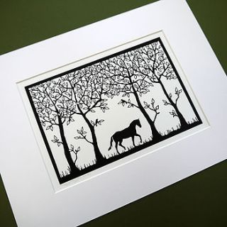 horse print by folk art papercuts by suzy taylor