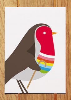 striped robin christmas card by showler and showler