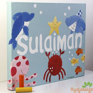 sea life name canvas by lizajdesign