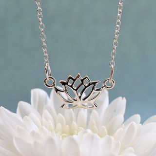 silver lotus flower necklace by lily charmed