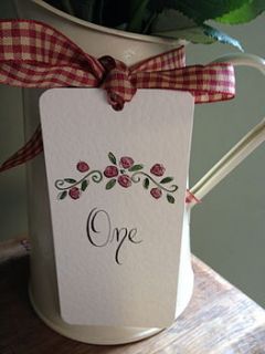 wedding table number or name card by strawberries and cream stationery