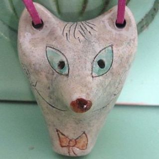 ceramic fox whistle necklace by ava mae designs