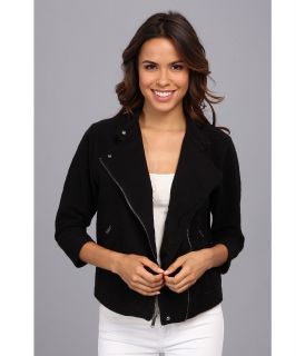 Calvin Klein Jeans Textured Crop Moto Jacket Womens Coat (Black)