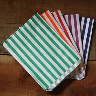 100 coloured paper bags with stripes by the wedding of my dreams