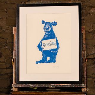 bear necessities hand printed screenprint by cardinky