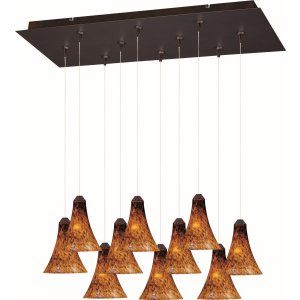 ET2 Lighting ET2 E93933 104BZ Bronze Leopard 10 Light RapidJack Pendant and Cano