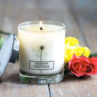 rose and neroli natural wax scented candle by hearth & heritage scented candles