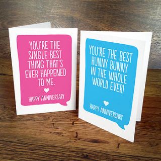 personal message anniversary card by a is for alphabet