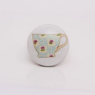 ceramic tea cup decorative knob by trinca ferro