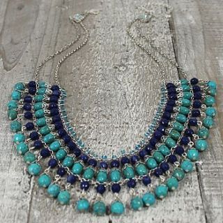 turquoise and blue bead necklace by my posh shop