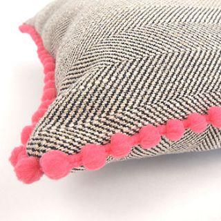 bobble trim herringbone cushion by romance is dead