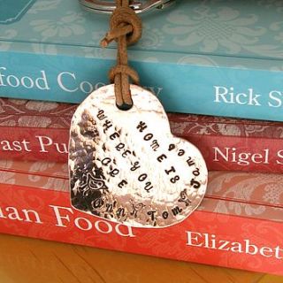 personalised copper hanging heart keyring by the english shipmate