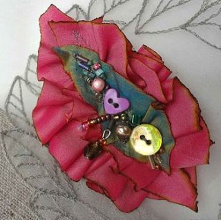 silky leaf brooch by ewa morawski textiles