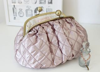 luxury pink quilted toiletry bag by lily & joan