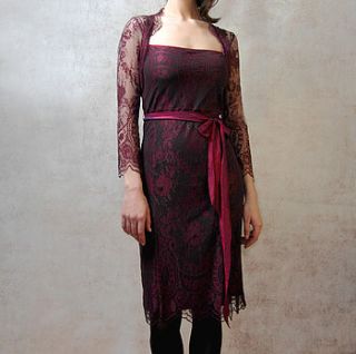 olivia long sleeve dress in garnet lace by nancy mac