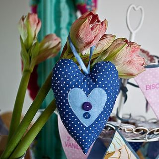 hanging heart personalised fabric decoration by 2 green monkeys