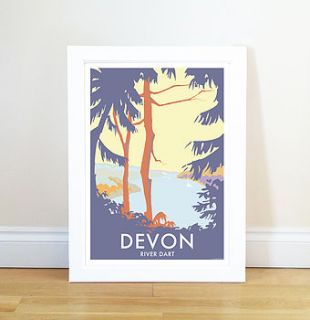 vintage style poster of devon estuary by becky bettesworth