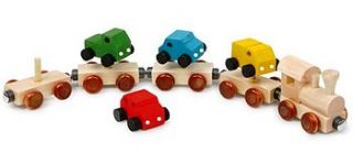wooden magnetic train with cars by sleepyheads