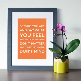 dr seuss 'be who you are' quote print by hope and love