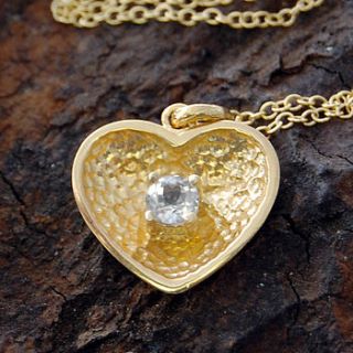 gold and white topaz scoop heart necklace by embers semi precious and gemstone designs