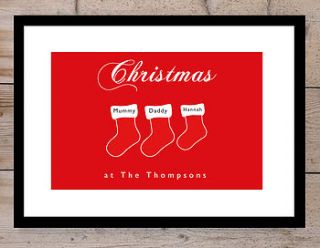 'personalised christmas stockings' print by loveday designs