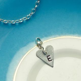 recycled aluminium initial heart charm by ellie ellie