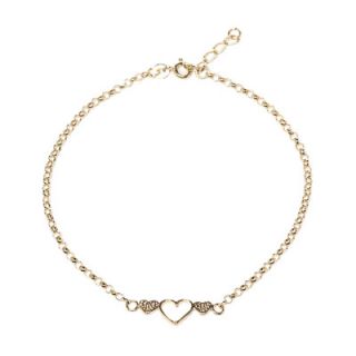 Sterling Essentials 14k Gold over Silver Dangling Heart Anklet