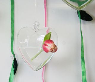 two hanging heart vases by bonnie and bell