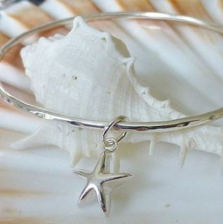 delicate silver star charm bangle by anne reeves jewellery