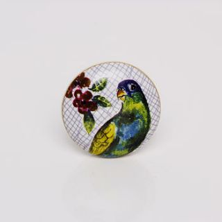 ceramic colorful parrott bird knob by trinca ferro