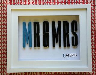 3d personalised framed 'mr & mrs' letters by the letteroom