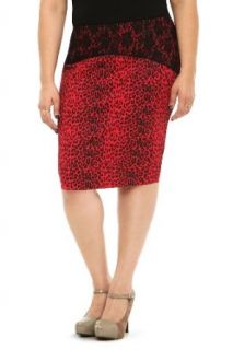 Tripp NYC   Red Leopard Pencil Skirt