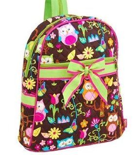 Owl Quilted Print Backpack Trimmed in Lime Green   How Gives a Woot  Childrens School Backpacks  Baby