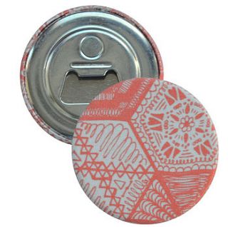 magnetic bottle opener   hexie doodle coral by grace & favour home