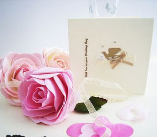 handmade lace and dove wedding card by laura sherratt designs