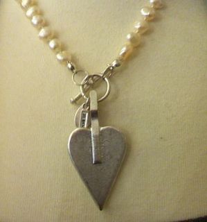 pearl and heart necklace by french grey interiors