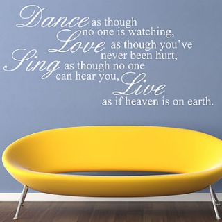dance love sing live wall stickers by parkins interiors