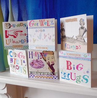 pack of six vintage inspired greetings cards by lovehart
