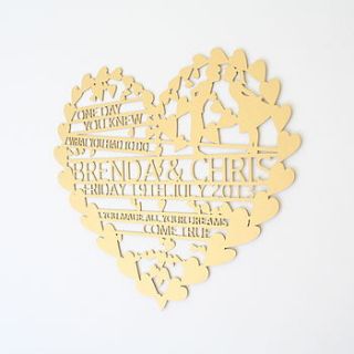'hearts' laser cut wedding artwork by salts cards