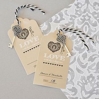 set of two 'key to happiness' escort cards by hope and willow