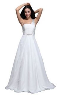 Joydress Women's Sequin A line One Shoulder Floor length Dress White