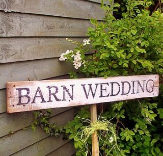 personalised barn wedding sign by potting shed designs
