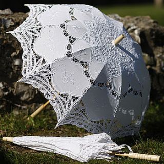 francesca white lace parasol by flowerbug designs