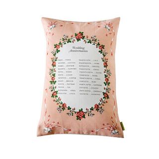 pink vintage cushion wedding anniversary by hunted and stuffed