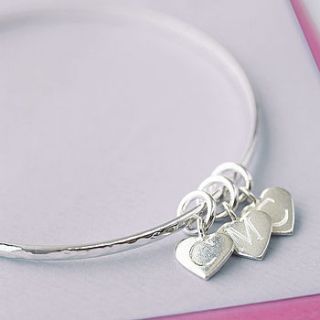 sterling silver initial heart charm bangle by hurley burley