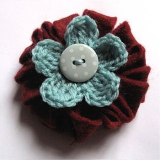 felt rosette flower button brooch by sannapanda