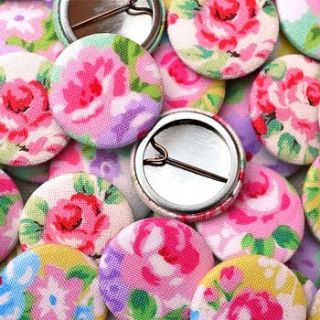 pastel floral fabric covered pin badges by jenny arnott cards & gifts