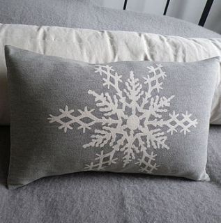 pale grey giant snowflake cushion by helkatdesign